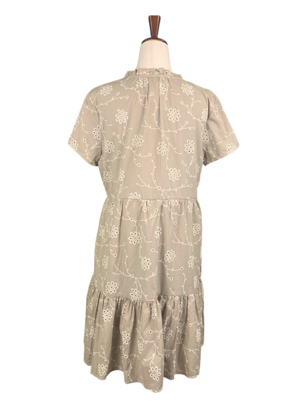 NWOT J By Joie Beige White Embroidered Boho Tiered Cotton Dress Coquette Small - Picture 3 of 10